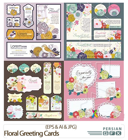 دانلود تصاویر کارت پستال گلدار - Floral greeting cards