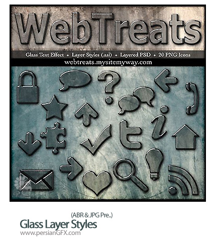 دانلود مجموعه استایل های شیشه ای - Glass Layer Styles