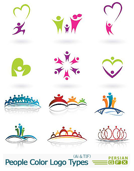 دانلود تصاویر لوگوهای آدمک های رنگارنگ - People Color Logo Types