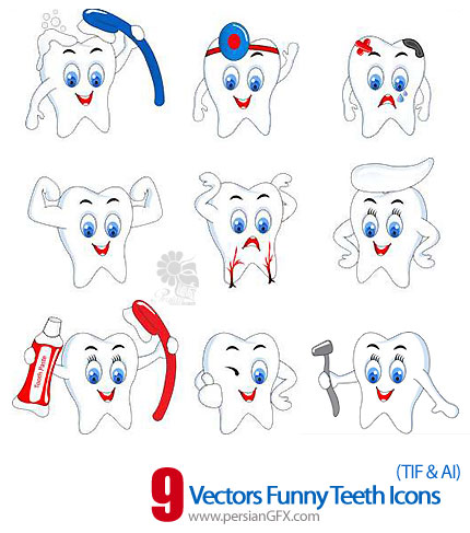 دانلود آیکون دندان های خنده دار - Vectors Funny Teeth Icons