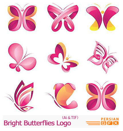 دانلود تصاویر لوگوهای پروانه - Bright Butterflies Logo