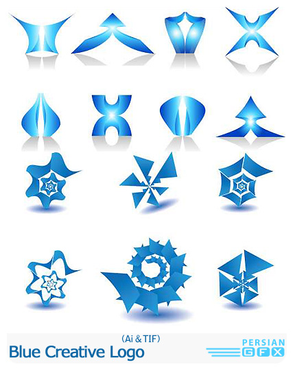 دانلود تصاویر لوگوهای متنوع انتزاعی آبی - Blue Creative Logo