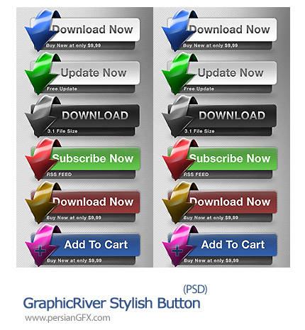 دانلود تصاویر وکتور دکمه های دانلود مدرن گرافیک ریور - GraphicRiver Stylish Button