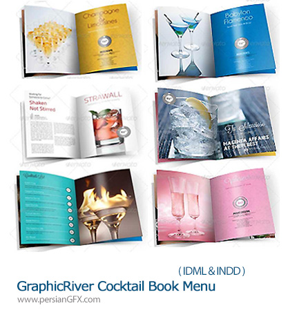 دانلود تصاویر قالب های آماده ایندیزاین بروشورهای نوشیدنی گرافیک ریور - GraphicRiver Cocktail Book Menu