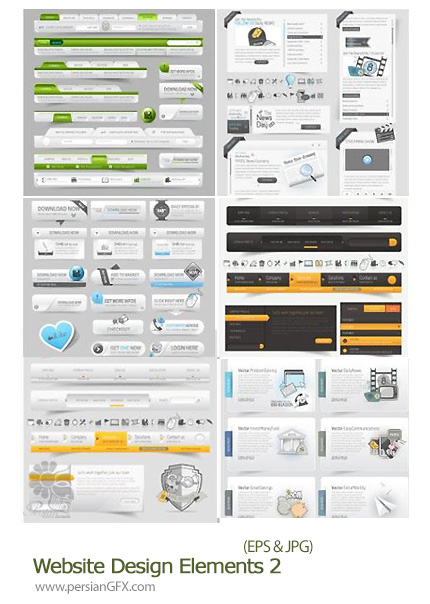 دانلود تصاویر وکتور قالب های متنوع برای وب سایت - Website Design Elements 02