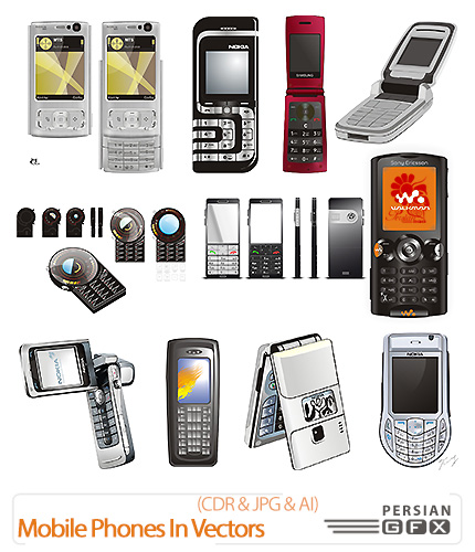دانلود تصاویر کورل مدل های متنوع تلفن همراه - 27 Mobile Phones In Vectors