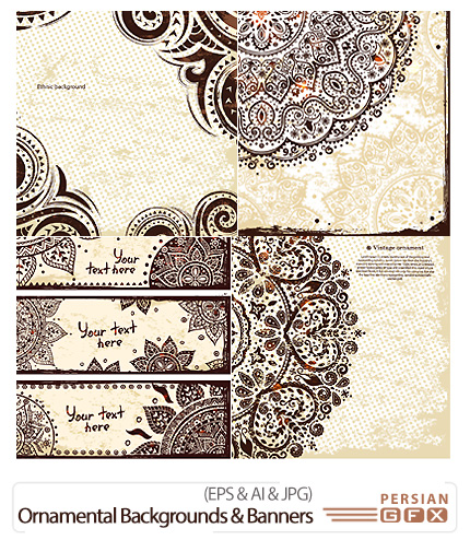 دانلود تصاویر وکتور پس زمینه های تزئینی - Ornamental Backgrounds And Banners