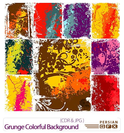 دانلود تصاویر کورل پس زمینه های رنگارنگ گرانج - Grunge Colorful Background