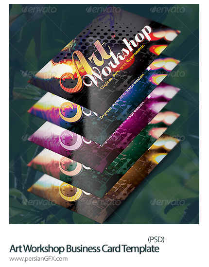 دانلود تصاویر لایه باز کارت ویزت کارگاه هنر از گرافیک ریور - GraphicRiver Art Workshop Business Card Template