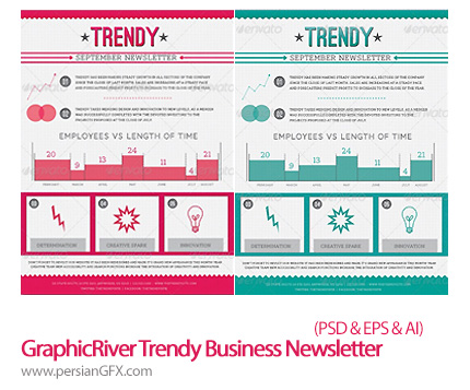 دانلود تصاویر لایه باز قالب های آماده خبرنامه آماری از گرافیک ریور - GraphicRiver Trendy Business Newsletter