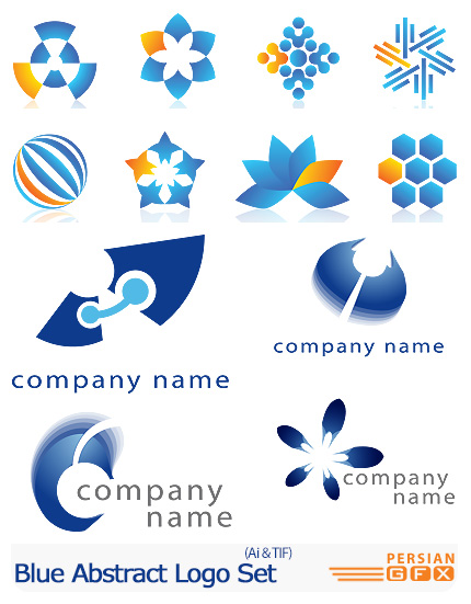 دانلود تصاویر لوگوهای انتزاعی آبی رنگ - Blue Abstract Logo Set
