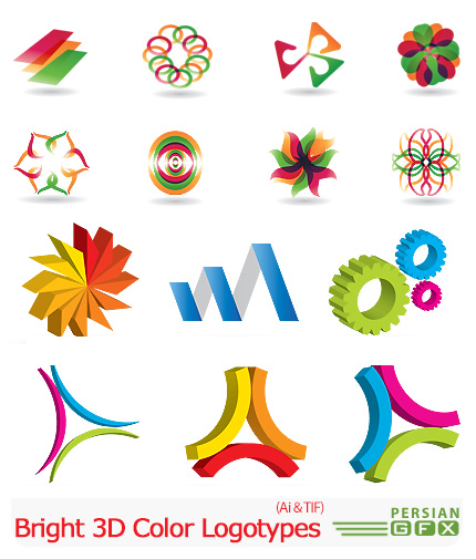 دانلود تصاویر لوگوهای سه بعدی رنگارنگ - Bright 3D Color Logotypes