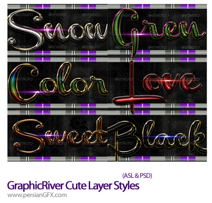 دانلود تصاویر استایل جذاب و فانتزی از گرافیک ریور - GraphicRiver Cute Layer Styles