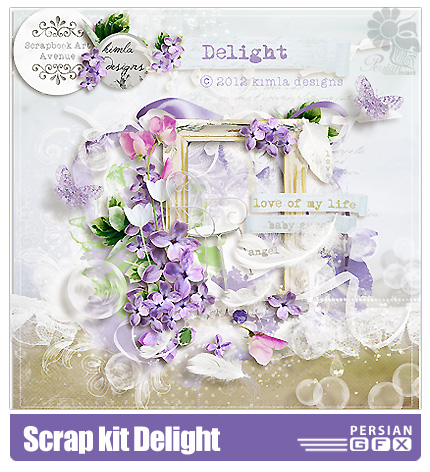 دانلود کلیپ آرت بهار، عناصر طراحی، شگوفه، گل، تکسچر - Scrap kit Delight