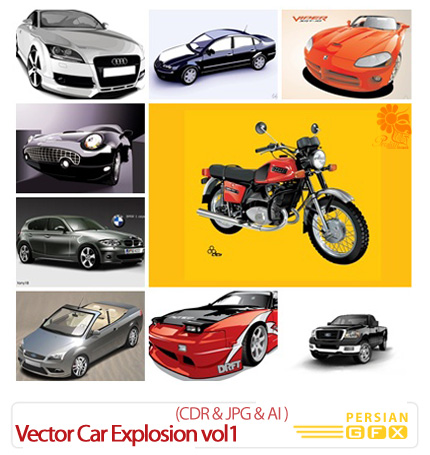 دانلود تصاویر کورل ماشین و موتور - Vector Car Explosion vol1