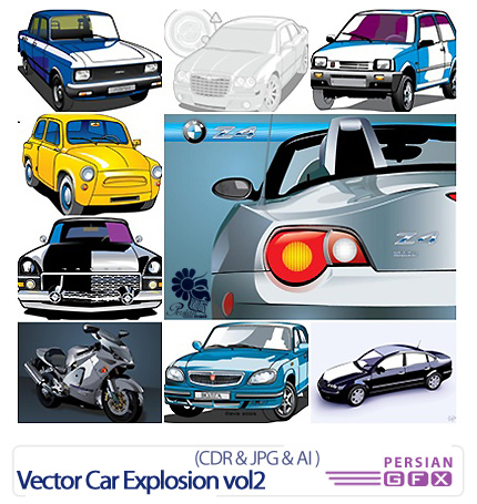 دانلود تصاویر کورل ماشین و موتور - Vector Car Explosion vol2