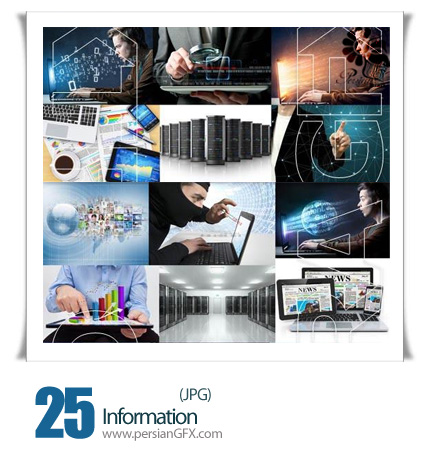 دانلود تصاویر با کیفیت دنیای اطلاعات، تبادل اطلاعات و عناصر ارتباطات در دنیای دیجیتال - Information