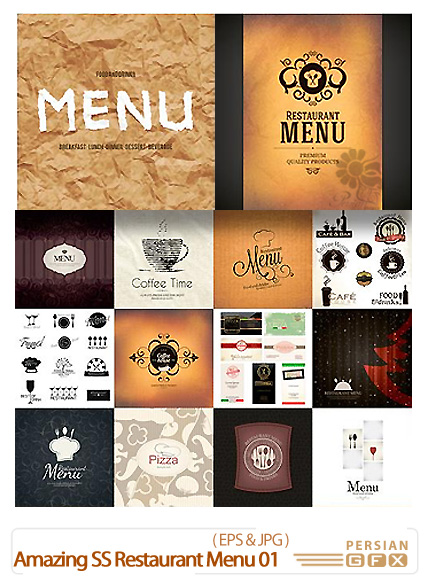 دانلود تصاویر وکتور منوهای متنوع رستوران از شاتر استوک - Amazing Shutter Stock Restaurant Menu 01