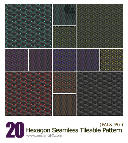 دانلود تصاویر پترن شش ضلعی یکپارچه از گرافیک ریور - GraphicRiver Hexagon Seamless Tileable Pattern