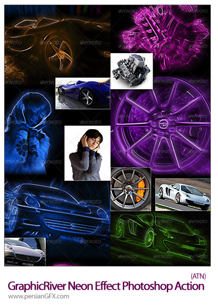دانلود اکشن ایجاد افکت نئون بر روی تصاویر از گرافیک ریور - GraphicRiver Neon Effect Photoshop Action