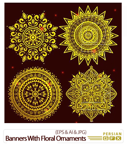 تصاویر وکتور بنرهای تزیئینی گلدار - Banners With Floral Ornaments