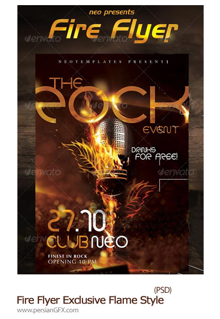 دانلود تصاویر لایه باز بروشورهای گرافیکی شعله های آتش از گرافیک ریور - GraphicRiver Fire Flyer Exclusive Flame Style