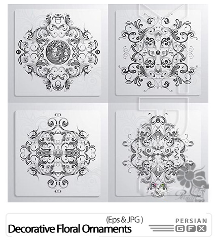 دانلود تصاویر وکتور تزئینی گلدار - Decorative Floral Ornaments