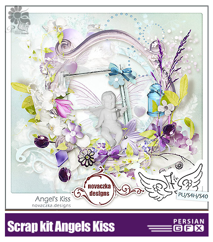 دانلود تصاویر کلیپ آرت کودکان، فرشته، گل - Scrap kit Angels Kiss