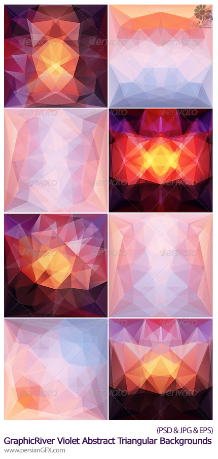 دانلود تصاویر لایه باز پس زمینه های انتزاعی مثلثی بنفش از گرافیک ریور - GraphicRiver Violet Abstract Triangular Backgrounds Set