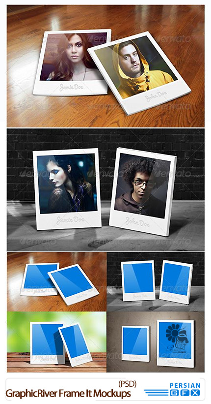 دانلود تصاویر لایه باز قالب پیش نمایش فریم های عکس از گرافیک ریور - GraphicRiver Frame It Mockups