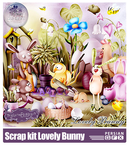 دانلود کلیپ آرت کارتونی بانی خرگوش دوست داشتنی - Scrap kit Lovely Bunny