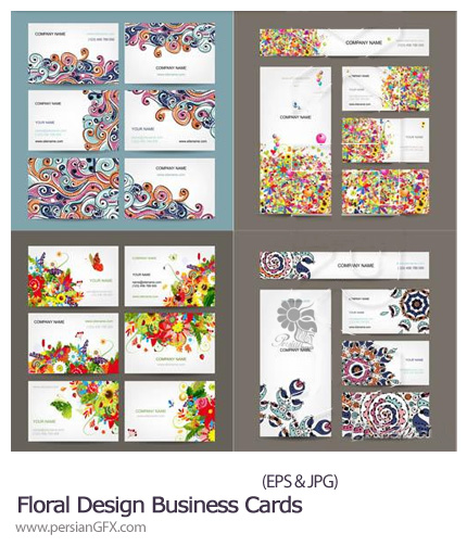 دانلود تصاویر وکتور کارت ویزیت گلدار - Floral Design Business Cards
