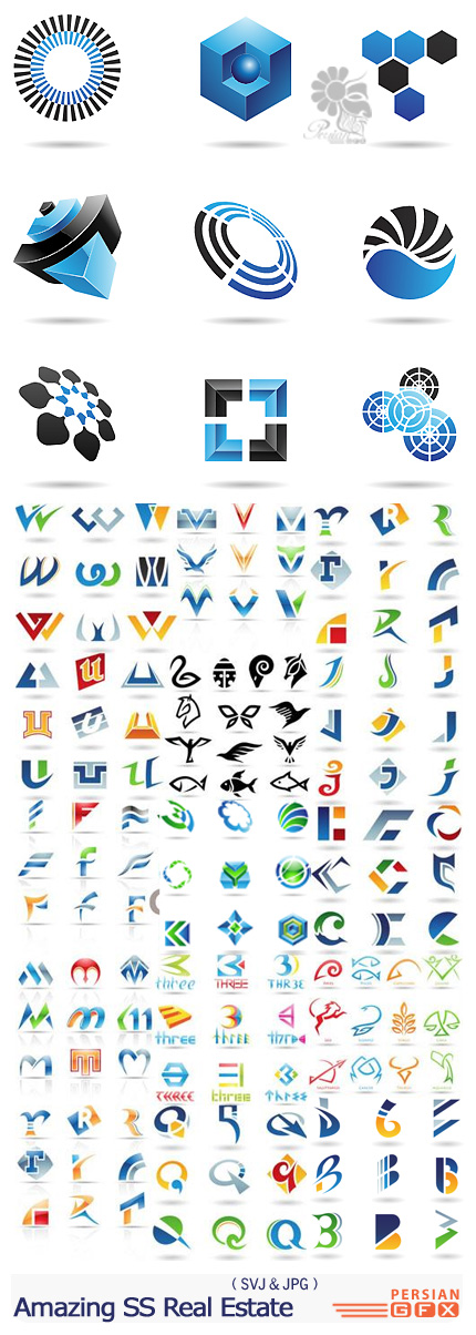 دانلود تصاویر لوگوهای متنوع عدد و حروف - Vector Elements For Design