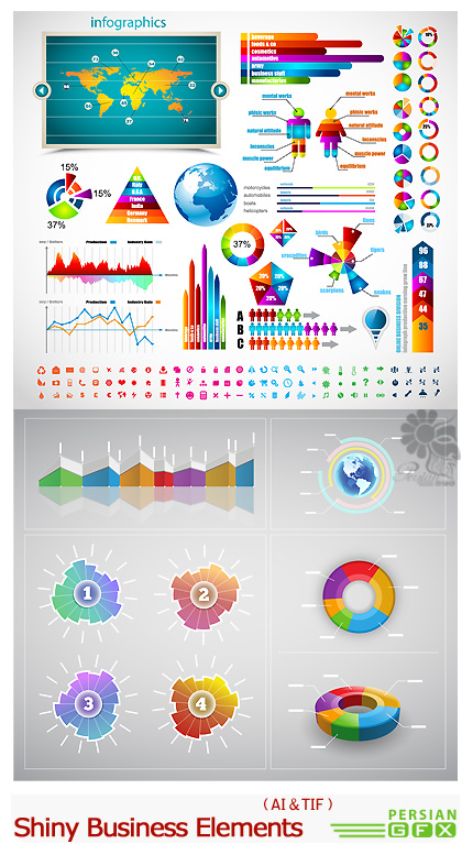 دانلود تصاویر وکتور لوگوهای عناصر کسب و کار - Vectors Shiny Business Elements