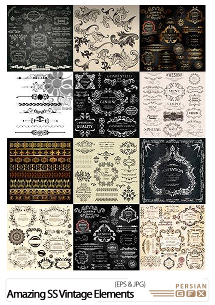 دانلود تصاویر وکتور عناصر طراحی تزئینی از شاتر استوک - Amazing Shutterstock Vintage Elements