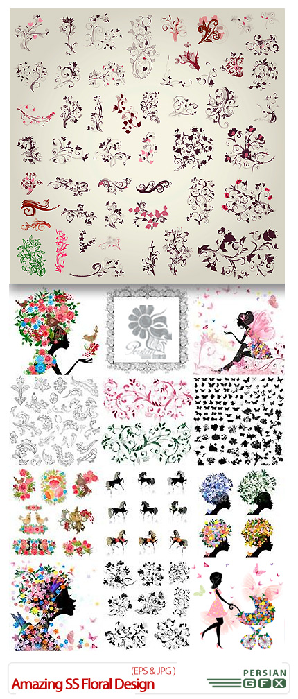 دانلود تصاویر وکتور گل های تزئینی از شاتر استوک - Amazing.ShutterStock Floral Design