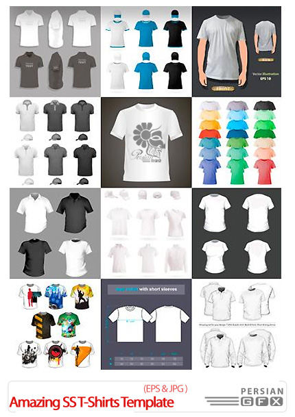 دانلود تصاویر وکتور قالب های آماده تی شرت از شاتر استوک - Amazing ShutterStock T-Shirts Template