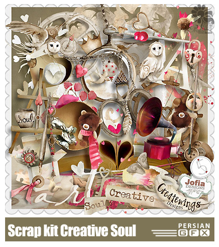 دانلود تصاویر کلیپ آرت فانتزی، قلب، پرندگان، کودکانه، رمانتیک - Scrap kit Creative Soul