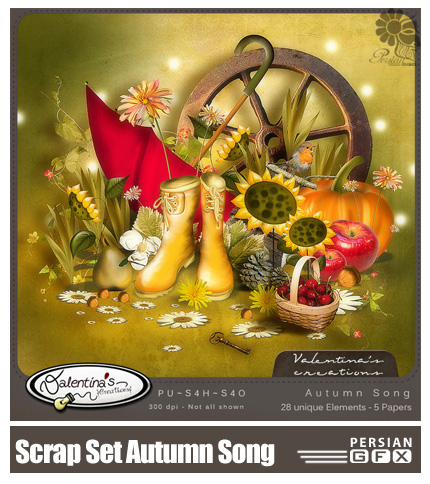 دانلود تصاویر کلیپ آرت پاییزی تکسچر، میوه، گل - Scrap Set Autumn Song PNG And JPG Files