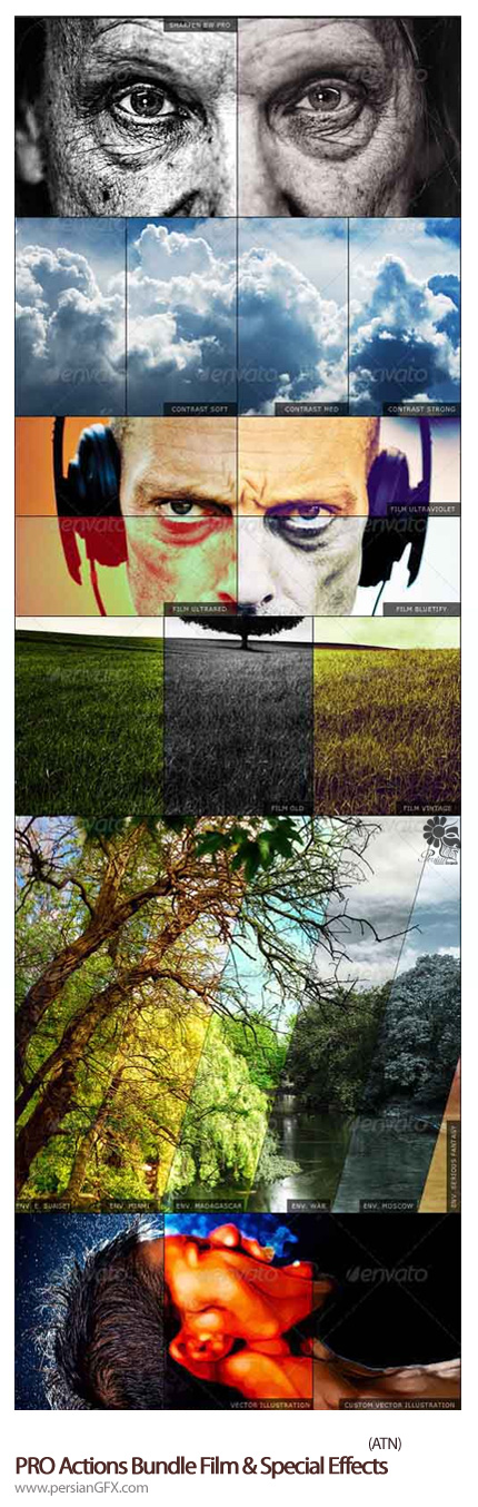 دانلود اکشن افکت های ویژه فیلم از گرافیک ریور - Graphicriver PROActions Bundle Film & Special Effects