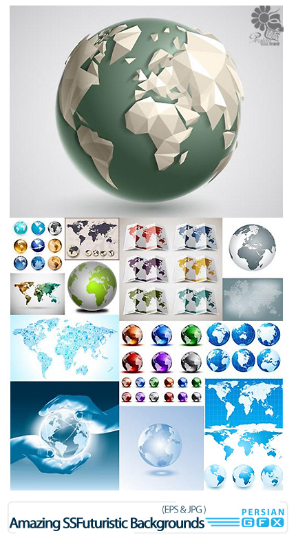 دانلود تصاویر وکتور کره زمین و نقشه جهان - Globe And Map