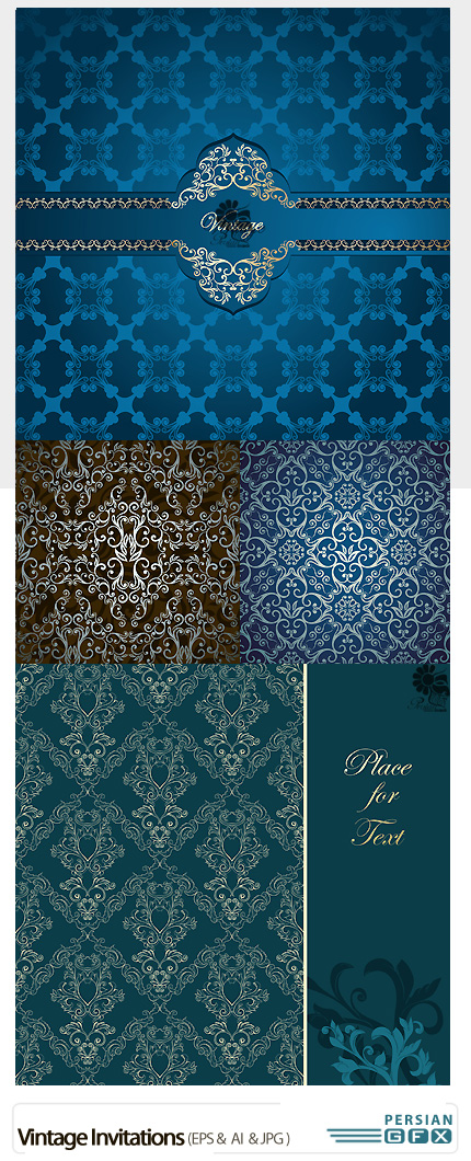 دانلود تصاویر وکتور کارت دعوت های تزئینی - Vintage Invitations