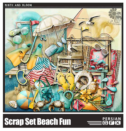 دانلود تصاویر کلیپ آرت وسایل ساحلی، تکسچر، عناصر طراحی - Scrap Set Beach Fun PNG And JPG Files