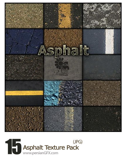 دانلود تصاویر تکسچر جاده های متنوع آسفالت - Asphalt Texture Pack