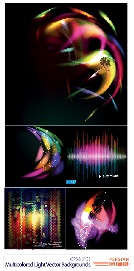 دانلود تصاویر وکتور پس زمینه های نورهای رنگارنگ - Multicolored Light Vector Backgrounds