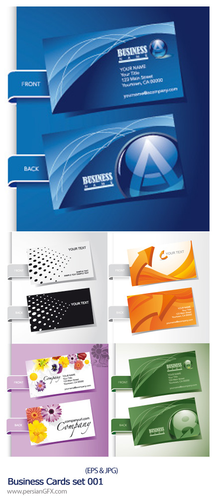 دانلود تصاویر وکتور کارت ویزیت های متنوع - Business Cards set 001