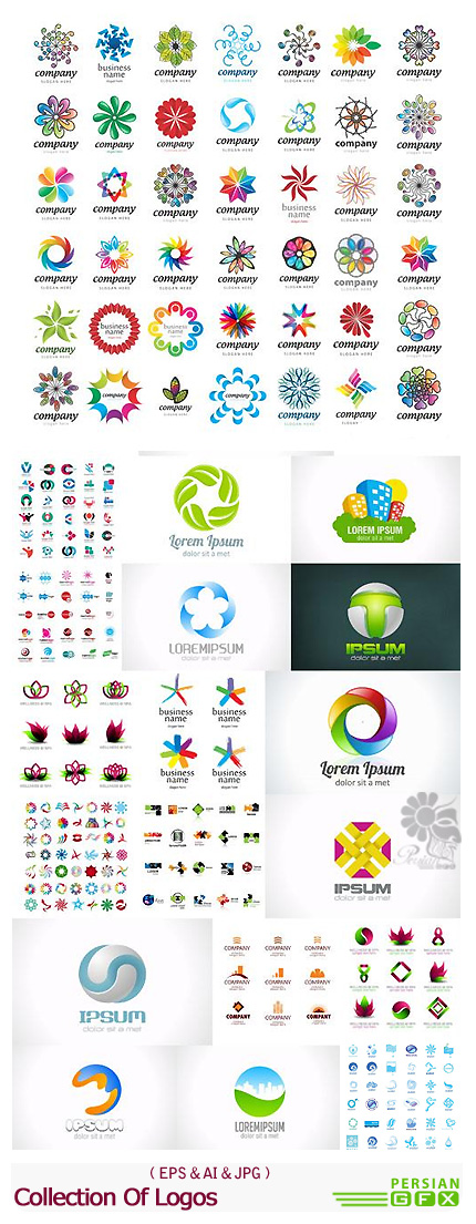 دانلود تصاویر وکتور آرم و لوگوی گلدار انتزاعی - Collection Of Logos