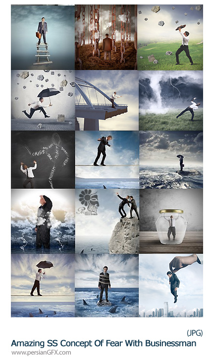 دانلود تصاویر با کیفیت ترس همراه با تجارت از شاتر استوک - Amazing ShutterStock Concept Of Fear With Businessman
