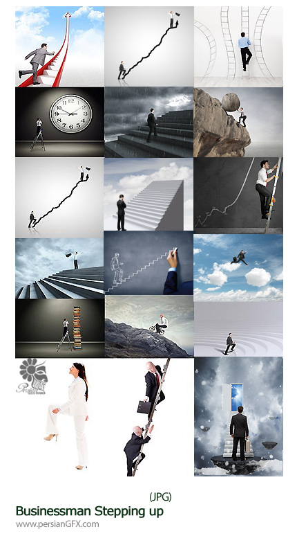 دانلود تصاویر با کیفیت پله های تجارت - Businessman Stepping up