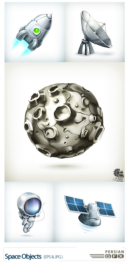 دانلود تصاویر وکتور اجسام فضایی، سفینه، کره زمین، فضا - Space Objects